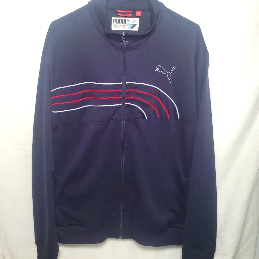 PUMA NAVY BLUE ATHLETIC FULL ZIP PREMIUM SOCCER JACKET SIZE XL